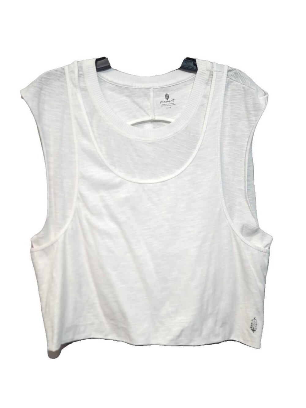 Free People Overtime 2-Fer Tee T Shirt Size XL White EUC